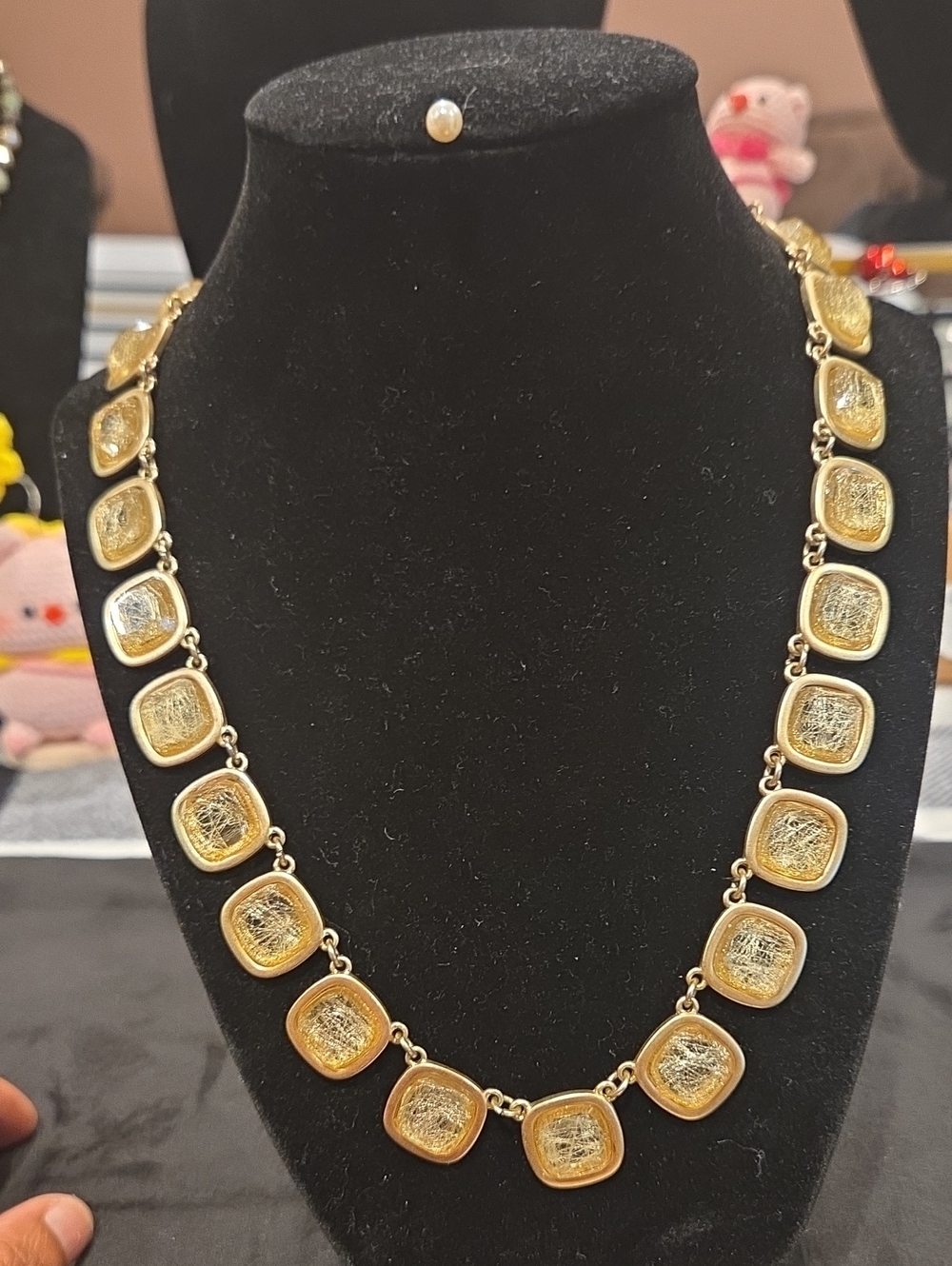 Gold-Tone Square Link Necklace - Elegant Women’s Jewelry